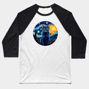 Kitty Cat, van gogh style, starry night, Post-impressionism Baseball T-Shirt